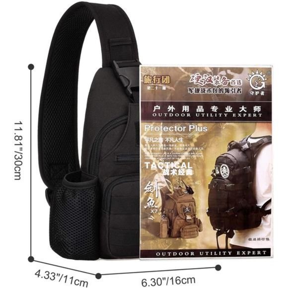 HUNTVP Small Tactical Sling Chest Pack Bag Molle Daypack Backpack Military Cross - Picture 8 of 8